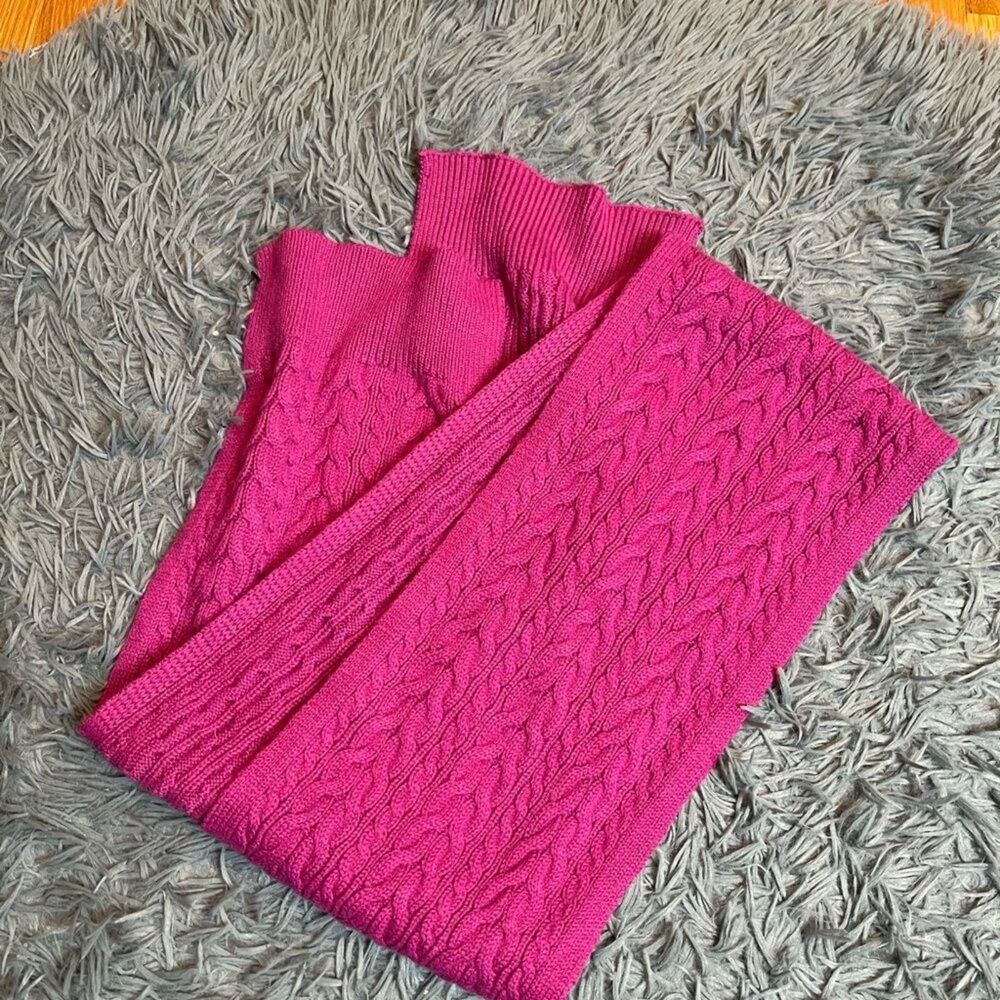 Talbots Fuchsia Pink Cable Knit Wool Scarf NWOT